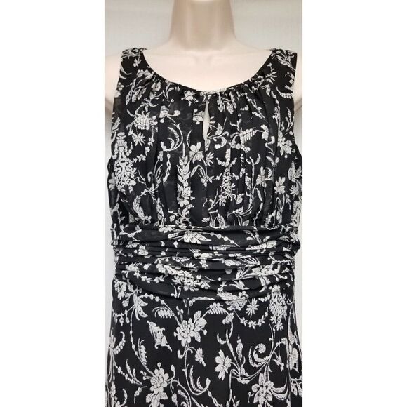 Studio 1940 Black & White Floral Chiffon Maxi/Long Dress 8 - Picture 7 of 9